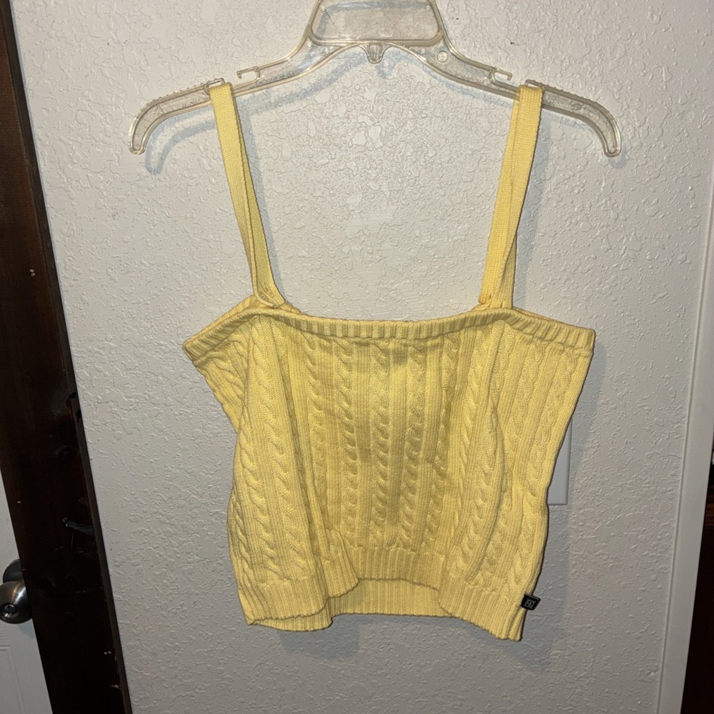 Vintage Ralph Lauren Cable Pattern Tank Top crop summer yellow size large - Picture 5 of 11